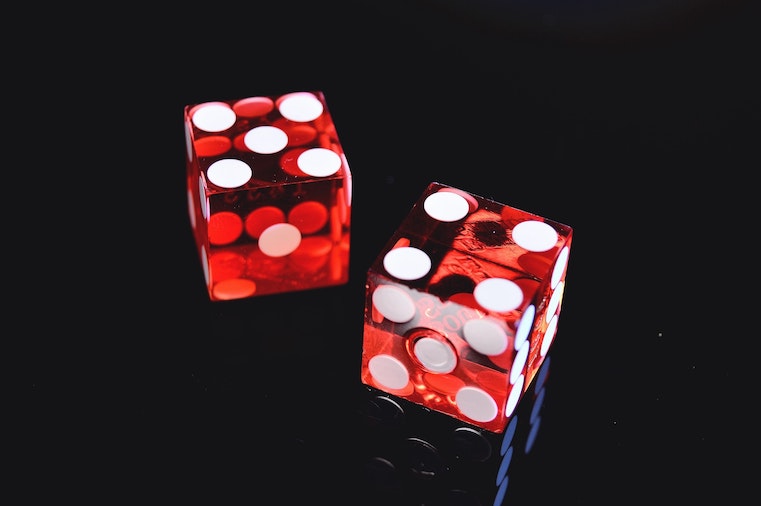 A photo of two red dice