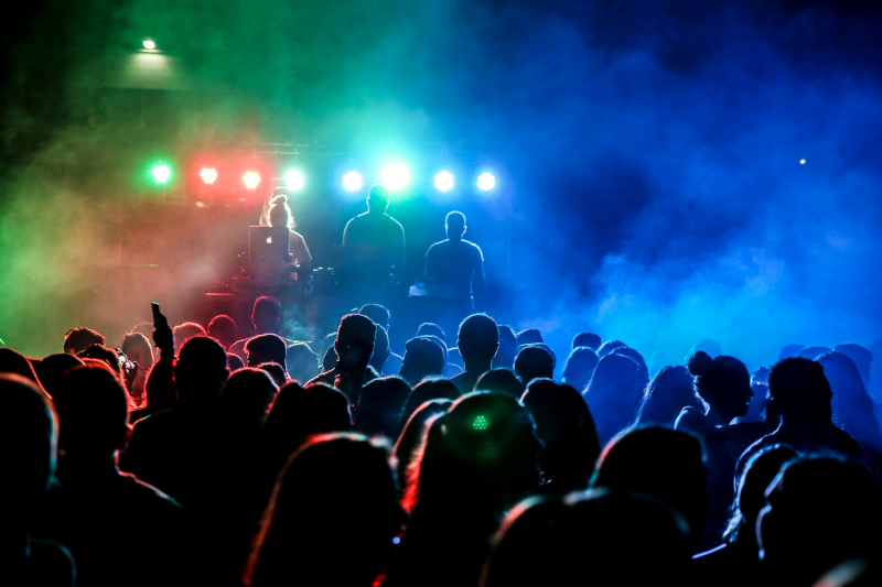 Bright lights at a rave.
